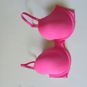 Victoria Secret Lined Perfect Coverage Bright Hot Pink Bra Size 34D Barbie core